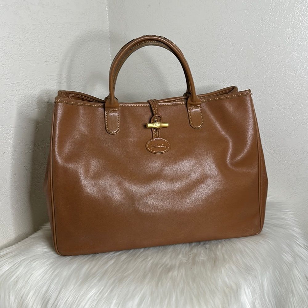 💯Authentic Long Champ Leather Tote Handbag🍀